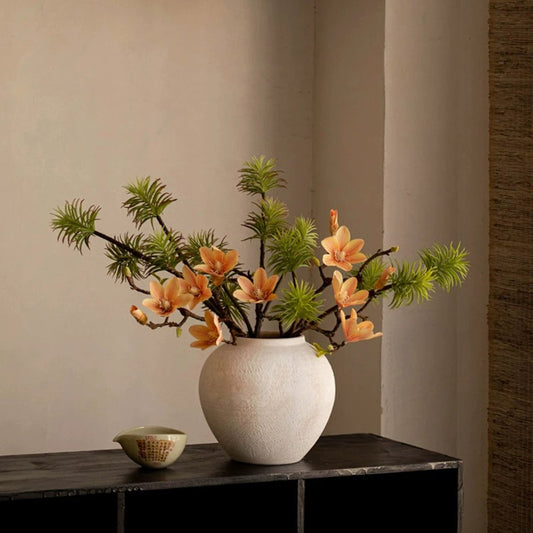 New Chinese Retro High End Aesthetic Flower Vase Artistic Floral Vessel Living Room Entryway Desktop Home Decor Ornament