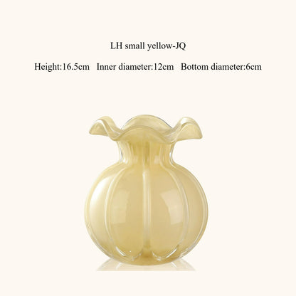 Nordic Lace Retro Glass Vase High End Aesthetic Flower Vase Living Room Dining Table Home Decor Ornament