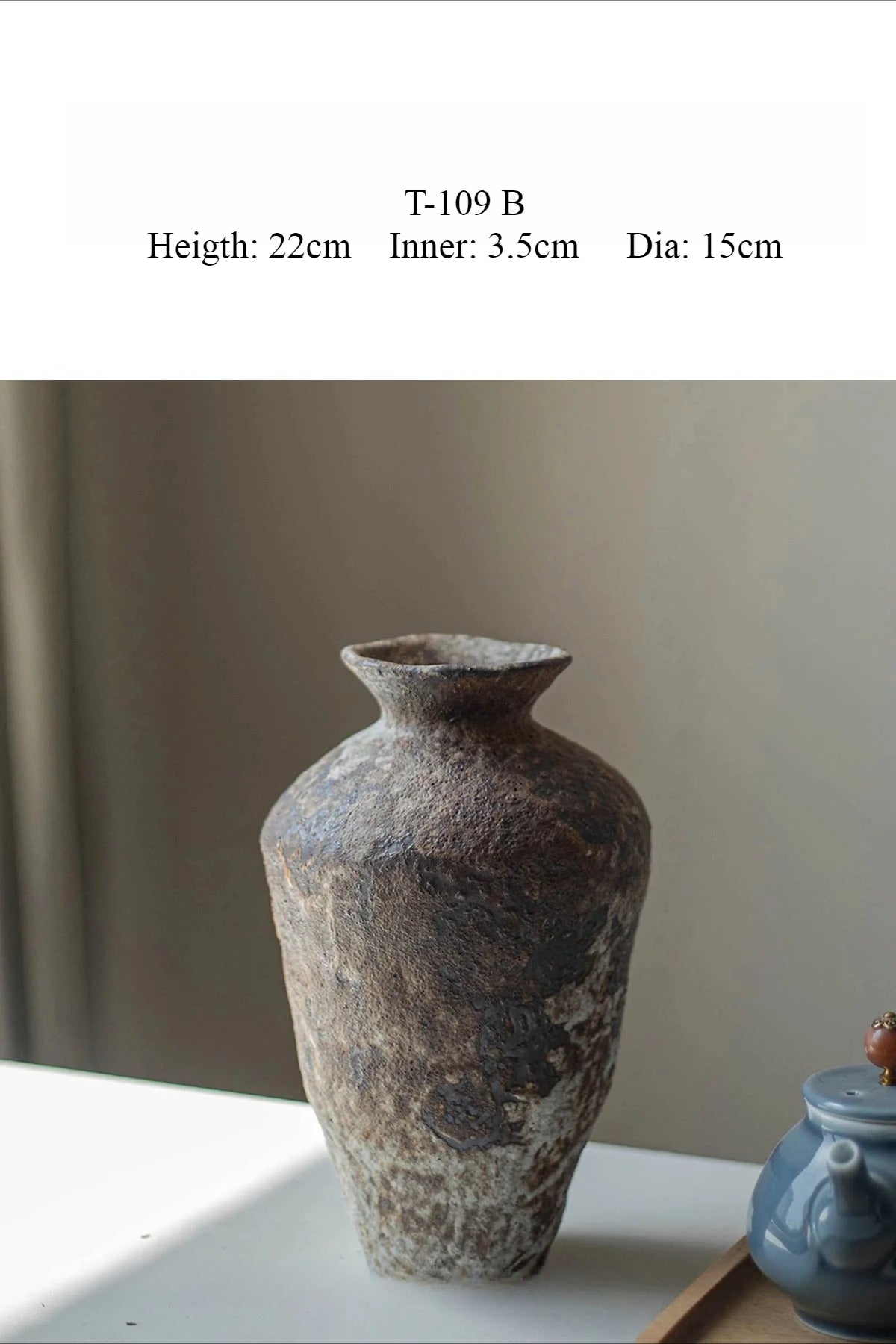 Wabi Sabi Ceramic Vase, Retro Rough Pottery Vessel for Home Decor