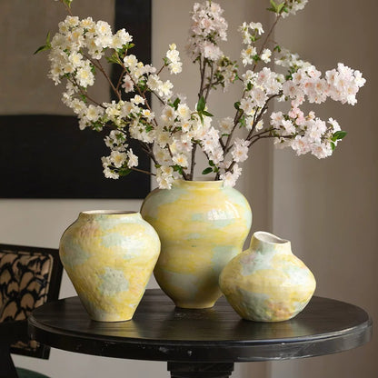 Hand Painted Wabi Sabi Ceramic Vase Minimalist New Chinese Style Home Decor