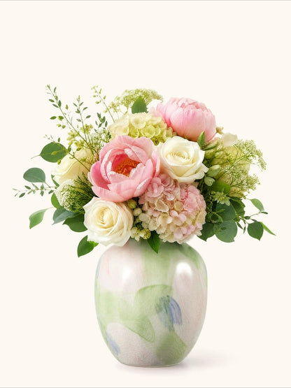 Pastel Floral Vase, Pastoral Retro Ceramic Vase for Table Flower Arrangement
