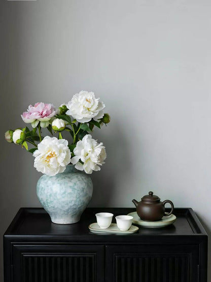 New Chinese Luxury Ceramic Vase Hydroponic Flower Vase Minimalist Aesthetic Entryway Desktop Home Decor Ornament