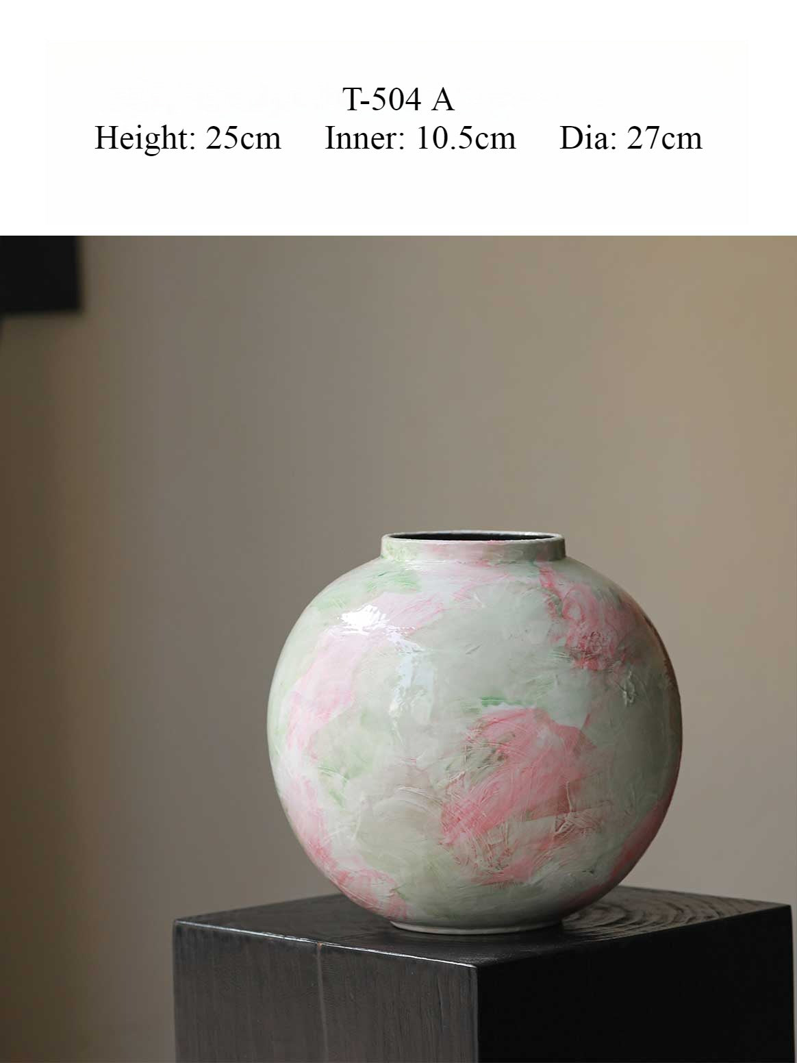 Pastel Painted Vase, Wabi‑Sabi Retro Ceramic Vase for Home Floral Decor