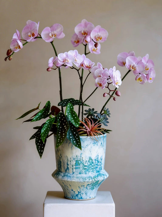 Handmade Gradient Blue Ceramic Phalaenopsis Pot
