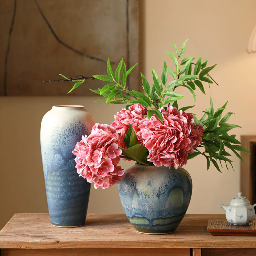 Retro Chinese Ceramic Table Vase for Living Room Water Flower Arrangement Home Decor