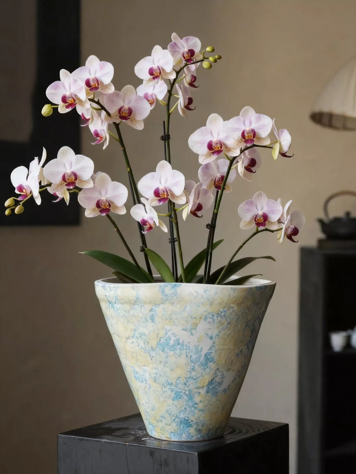 Handmade Jingdezhen Kiln Glaze Tapered Plant Pot For Home Floral Landscape Decor Gift
