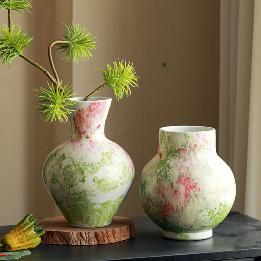 Wabi Sabi Jingdezhen Ceramic Vase High End Tabletop Flower Arrangement Vase