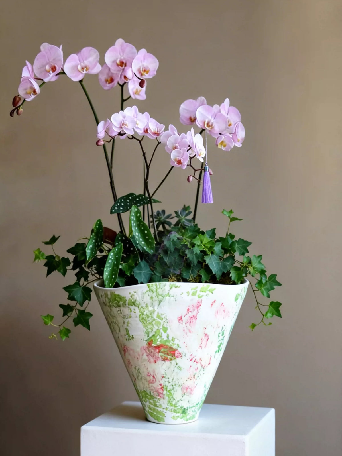 Handmade Jingdezhen Kiln Glaze Tapered Plant Pot For Home Floral Landscape Decor Gift