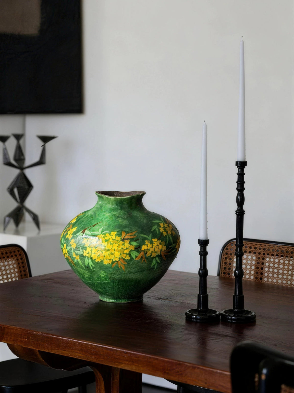 New Chinese Light Luxury Hand Painted Ceramic Vase Golden Osmanthus Branch Jingdezhen Handmade Table Decor Vessel