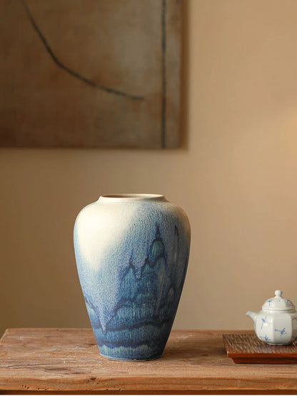 Retro Chinese Ceramic Table Vase for Living Room Water Flower Arrangement Home Decor