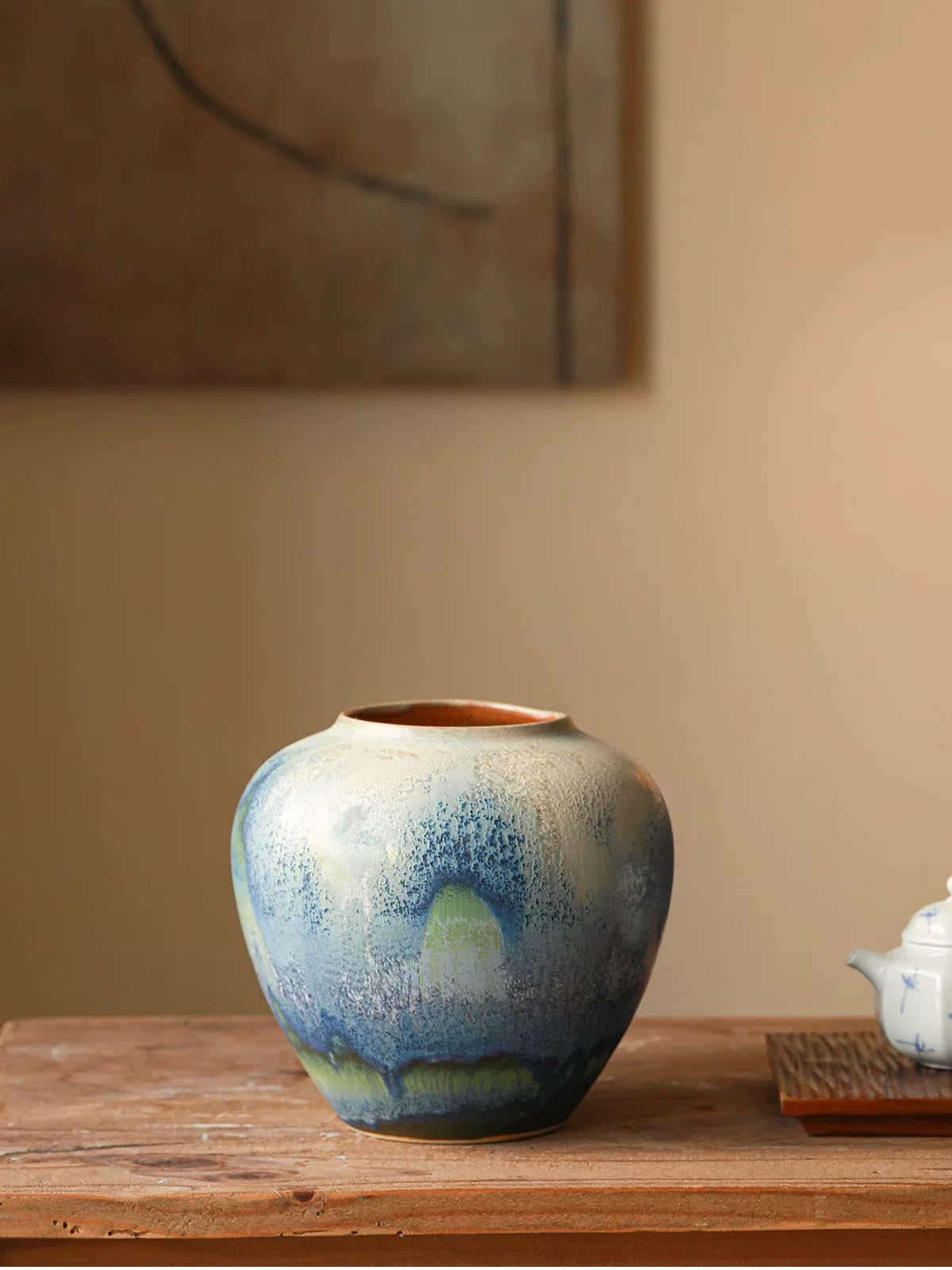 Retro Chinese Ceramic Table Vase for Living Room Water Flower Arrangement Home Decor