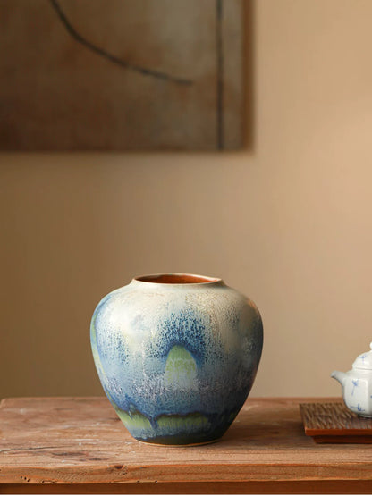 Retro Chinese Ceramic Table Vase for Living Room Water Flower Arrangement Home Decor