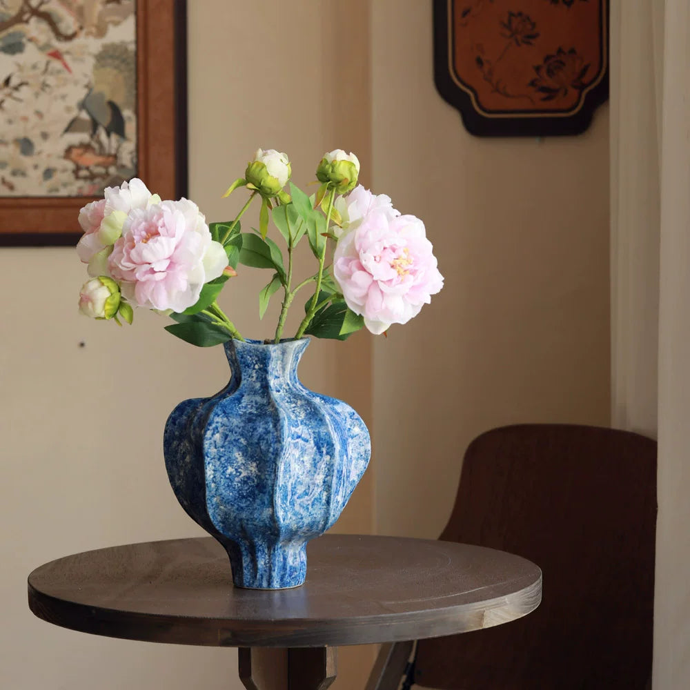 Chinese Retro Ceramic Moon Vase for Living Room Decor
