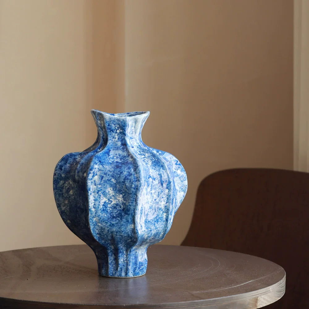 Chinese Retro Ceramic Moon Vase for Living Room Decor