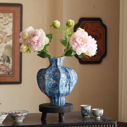 Chinese Retro Ceramic Moon Vase for Living Room Decor