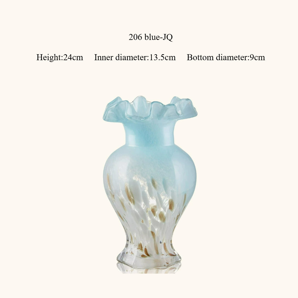 French Style Gold Foil Glass Vase High End Aesthetic Hydroponic Flower Vase Living Room Home Decor Ornament