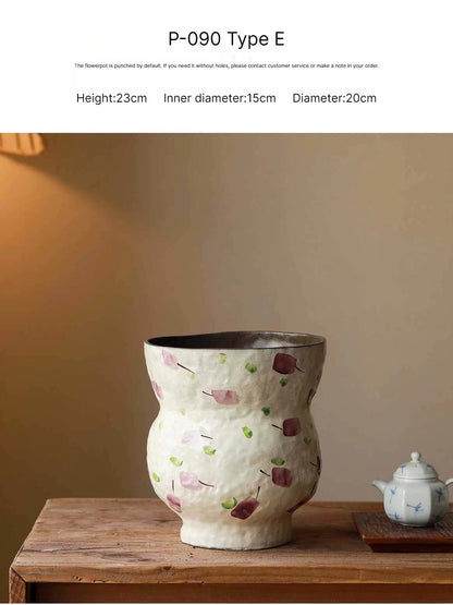 Handmade Jingdezhen Kiln Glaze Tapered Plant Pot For Home Floral Landscape Decor Gift