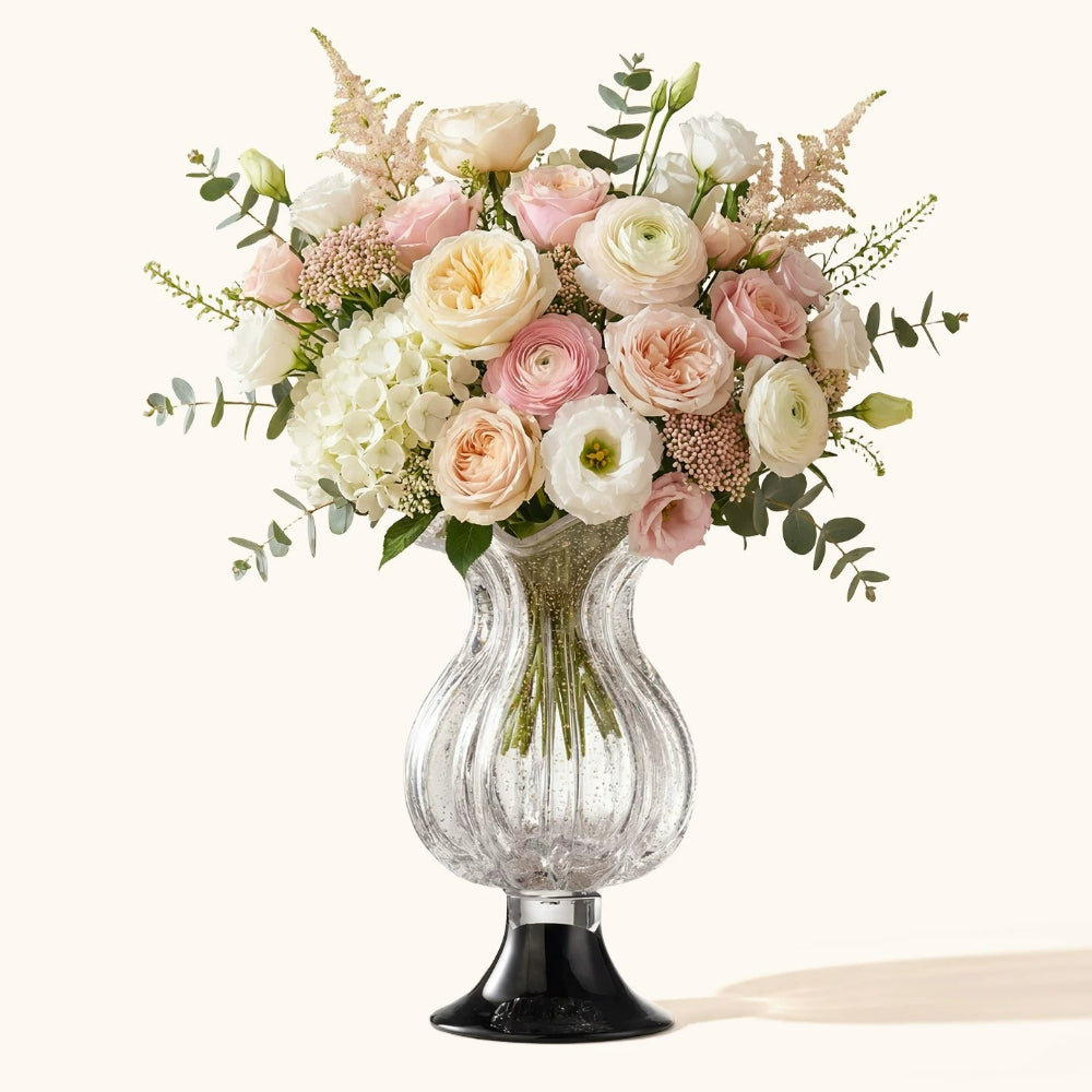 French Tall Gold Foil Glass Vase Luxury Aesthetic Flower Vase Modern Living Room Desktop Home Decor Ornament