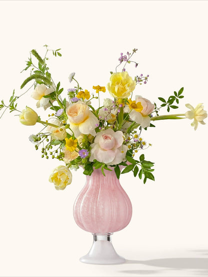 French Style Pink Tall Glass Vase Romantic Girl Aesthetic Hydroponic Flower Vase Living Room Home Decor Ornament