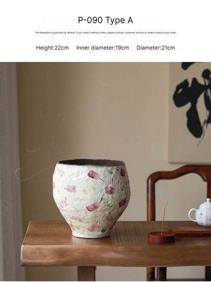 Handmade Jingdezhen Kiln Glaze Tapered Plant Pot For Home Floral Landscape Decor Gift