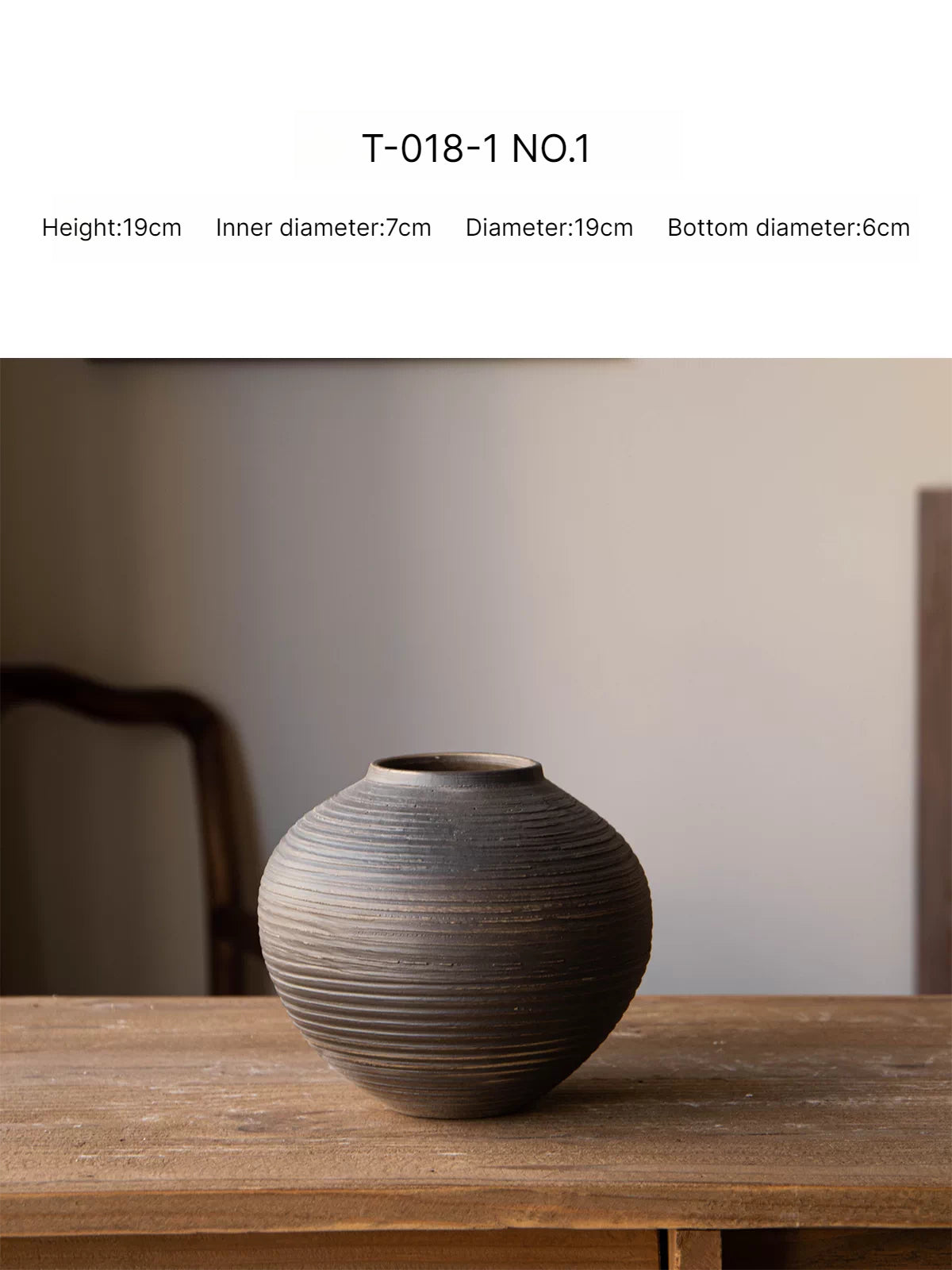 Chinese Wabi Sabi Retro Black Rough Ceramic Vase Tabletop Art Flower Vase for Dining Room Homestay Decor