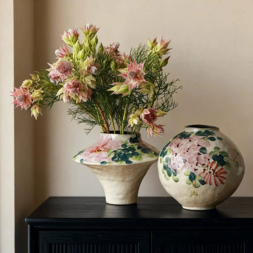Retro Hand Painted Ceramic Vase New Chinese Style High End Art Decor for Home Hotel Homestay