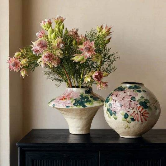 Retro Hand Painted Ceramic Vase New Chinese Style High End Art Decor for Home Hotel Homestay