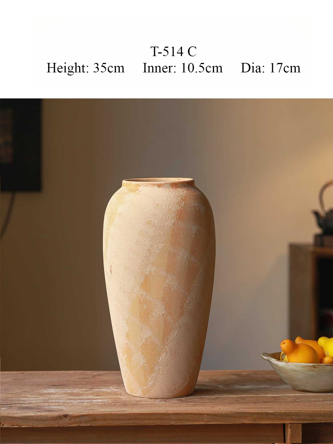 Rustic Clay Vase, New Chinese Zen Ceramic Vase for Table Decor