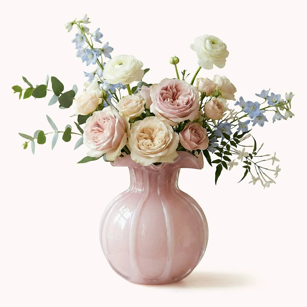Nordic Lace Retro Glass Vase High End Aesthetic Flower Vase Living Room Dining Table Home Decor Ornament