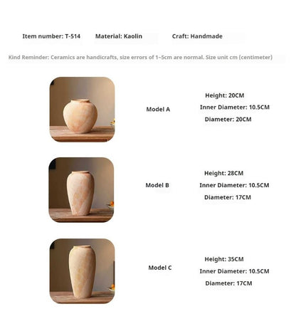 Rustic Clay Vase, New Chinese Zen Ceramic Vase for Table Decor
