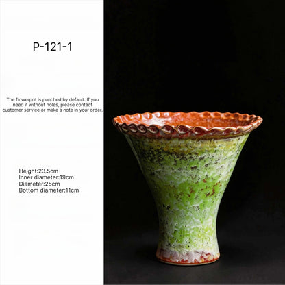 Handmade Jingdezhen Kiln Glaze Tapered Plant Pot For Home Floral Landscape Decor Gift