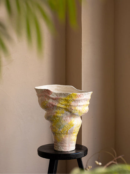 Pastel Hand Painted Ceramic Vase Minimalist French New Chinese Wabi Sabi Floral Decor Vessel