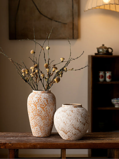 Wabi Sabi Ceramic Jar Vase New Chinese Jingdezhen Rough Pottery for Dried Flower Table Decor