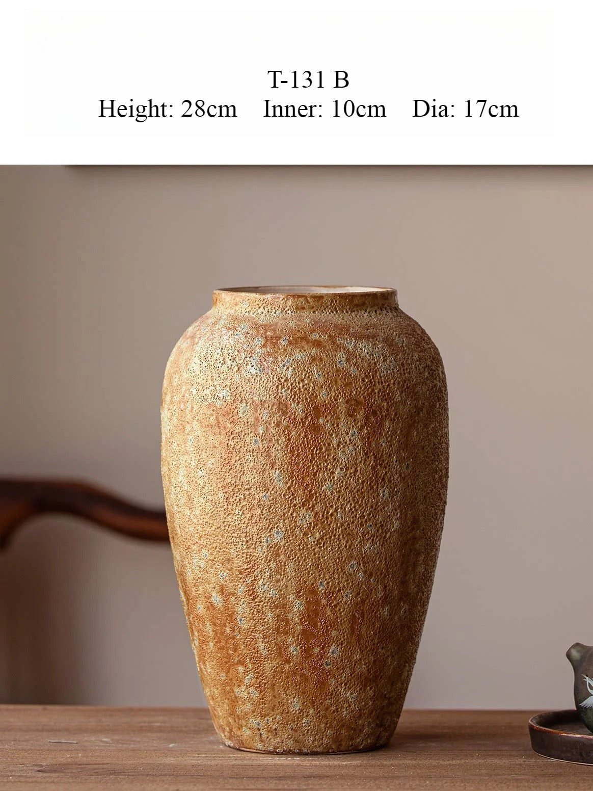 Textured Terracotta Vase, Jingdezhen Wabi‑Sabi Ceramic Pot for Dried & Water Flowers