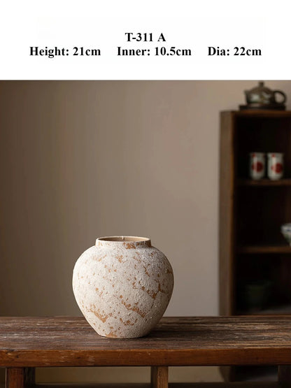 Wabi Sabi Ceramic Jar Vase New Chinese Jingdezhen Rough Pottery for Dried Flower Table Decor