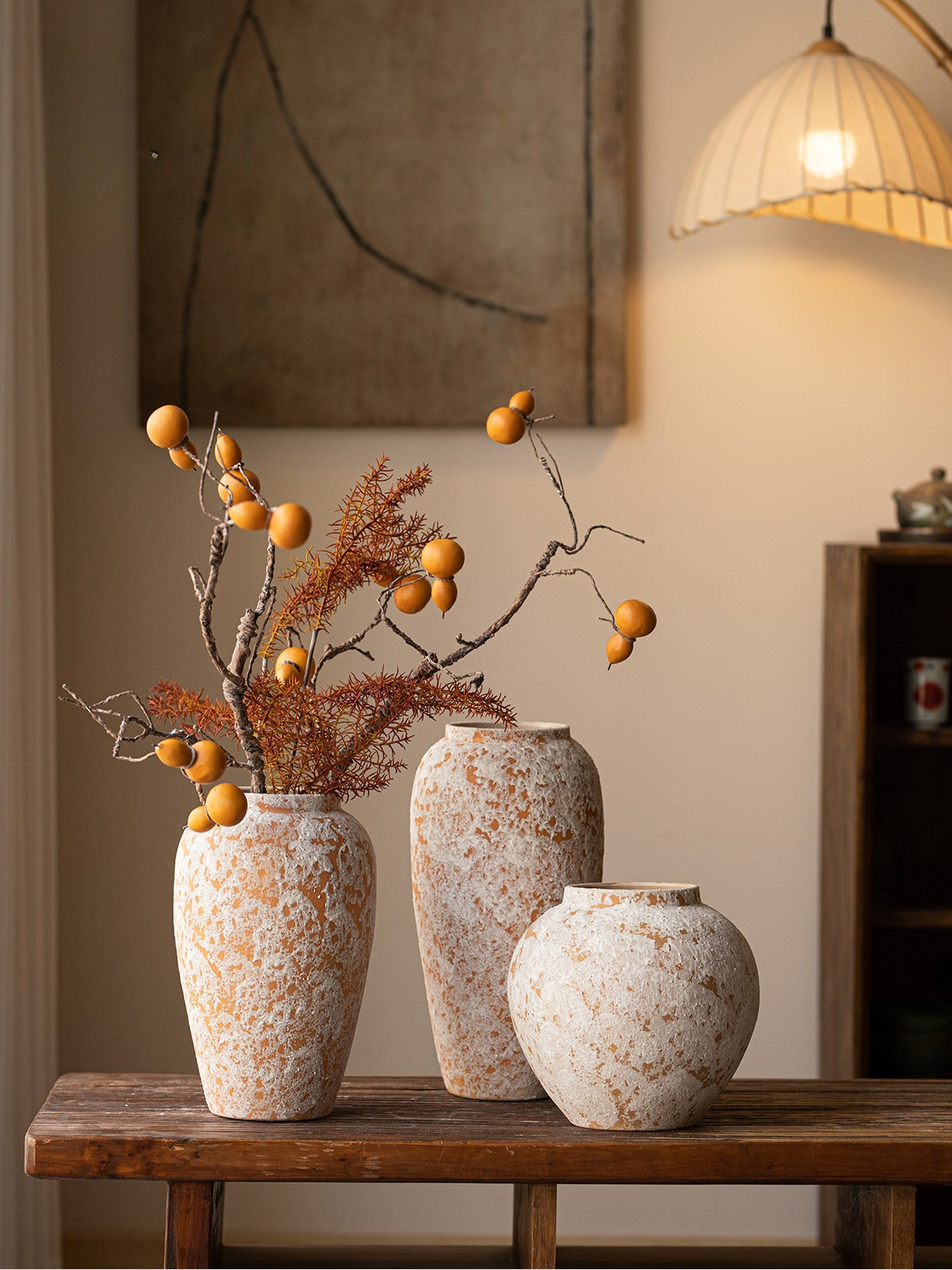 Wabi Sabi Ceramic Jar Vase New Chinese Jingdezhen Rough Pottery for Dried Flower Table Decor
