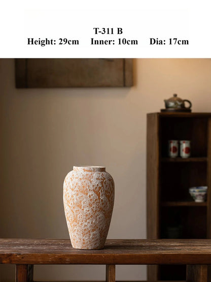 Wabi Sabi Ceramic Jar Vase New Chinese Jingdezhen Rough Pottery for Dried Flower Table Decor
