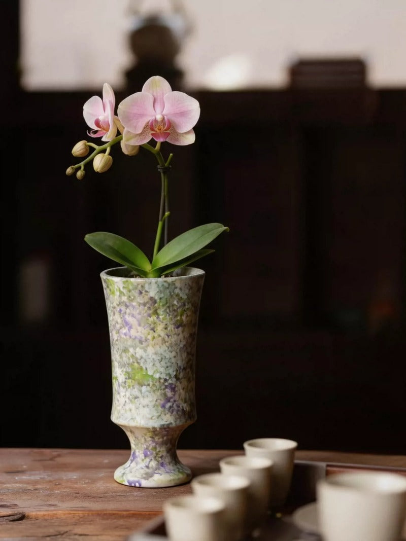Vintage High Leg Phalaenopsis Pot Jingdezhen Ceramic Desktop Planter