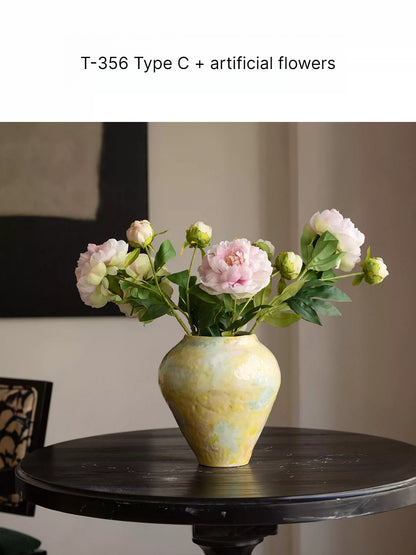 Hand Painted Wabi Sabi Ceramic Vase Minimalist New Chinese Style Home Decor
