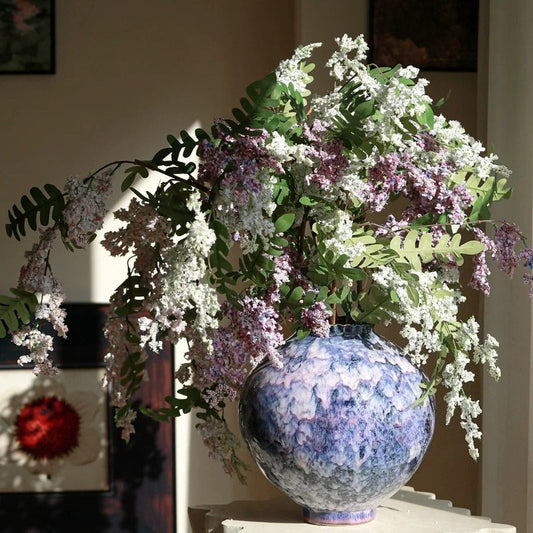 Wabi Sabi Smudged Painted Ceramic Vase New Chinese Style Home Hotel Decor