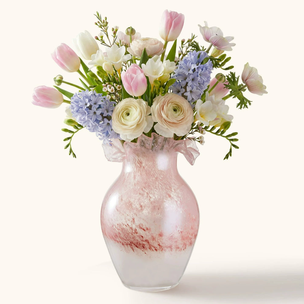 Nordic Gradient Wrinkle Glass Vase Modern High End Aesthetic Flower Vase Living Room Home Decor Ornament
