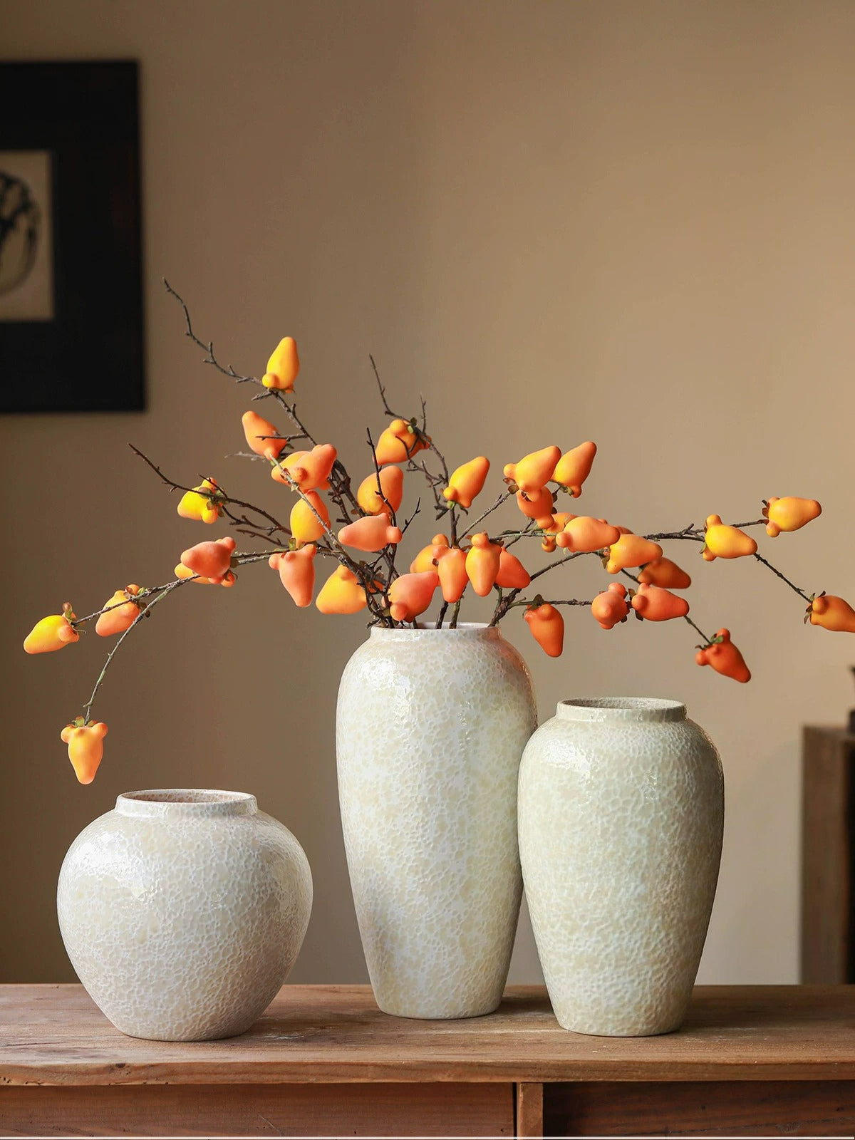 Crackle Glaze Vase, Chinese Retro Ceramic Vase for Table Decor