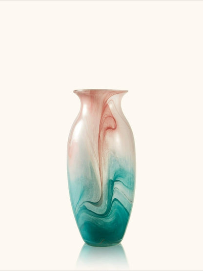 Swirl Glass Vase, Gradient Blown Glass Vessel for Living & Dining Table Floral Decor