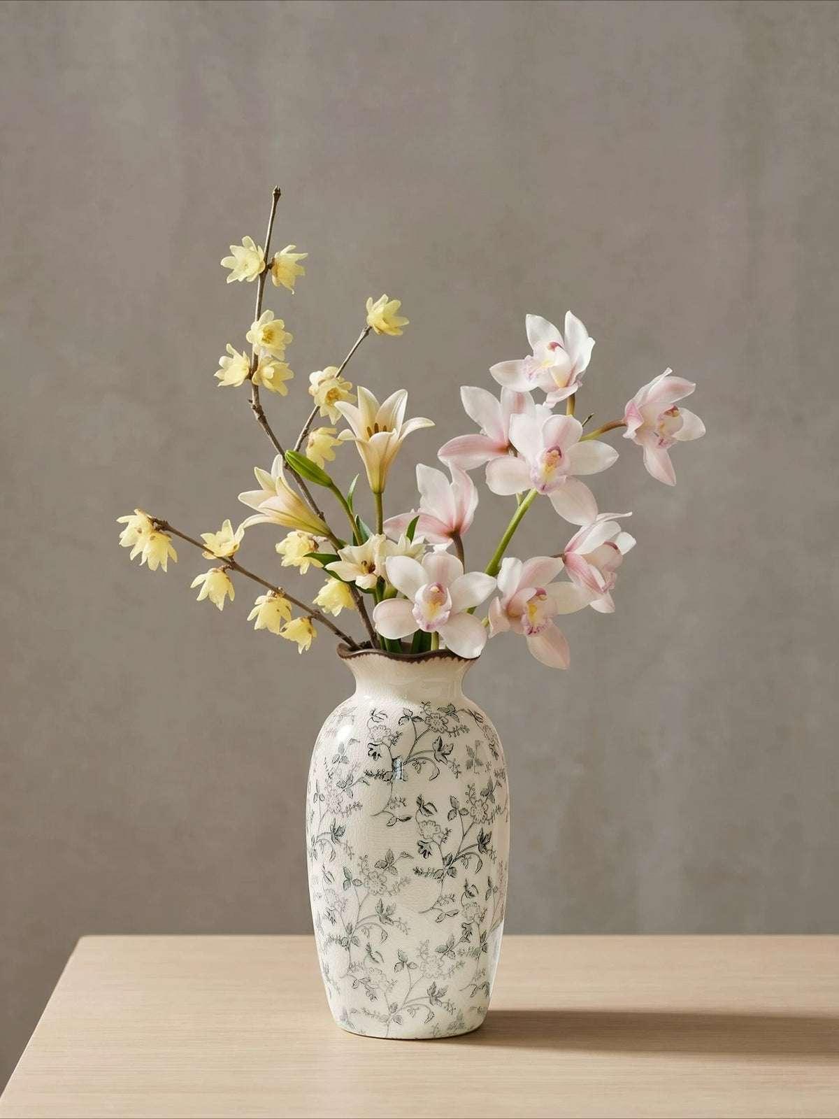 Neoclassical Ink Wash Creative Ceramic Vase Hydroponic Flower Vase Artistic Living Room Entryway Home Decor Ornament