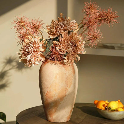 Rustic Clay Vase, New Chinese Zen Ceramic Vase for Table Decor