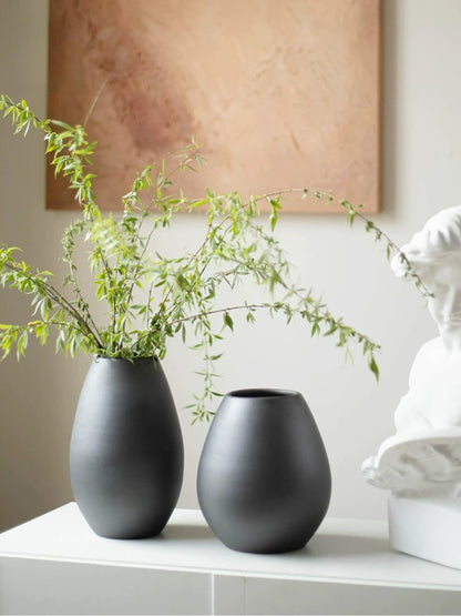 Black Ceramic Vase, Jingdezhen Wabi‑Sabi Table Vase for Home Decor