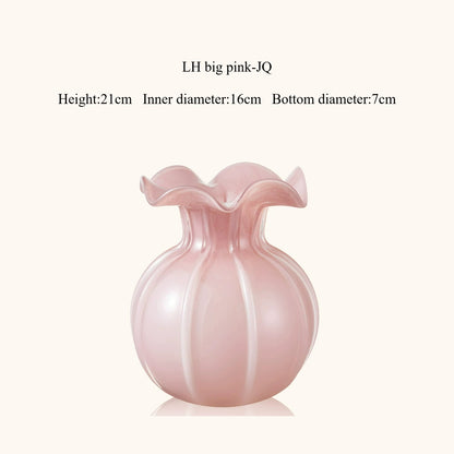 Nordic Lace Retro Glass Vase High End Aesthetic Flower Vase Living Room Dining Table Home Decor Ornament