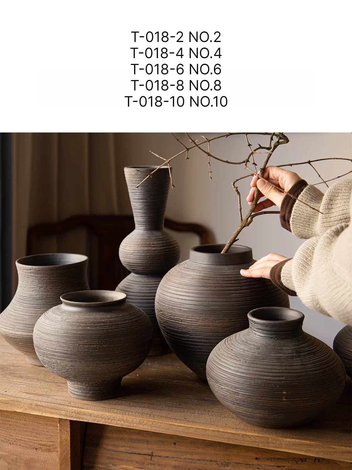 Chinese Wabi Sabi Retro Black Rough Ceramic Vase Tabletop Art Flower Vase for Dining Room Homestay Decor