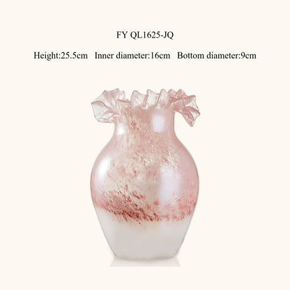 Nordic Gradient Wrinkle Glass Vase Modern High End Aesthetic Flower Vase Living Room Home Decor Ornament