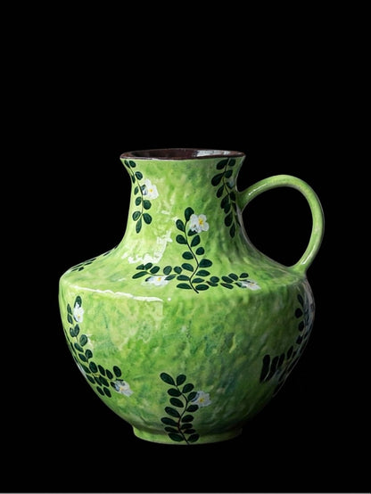 New Chinese Wabi-Sabi Painted Floral Vase with Single Handle – Hydroponic Flower Arrangement for Living Room & Study Decor